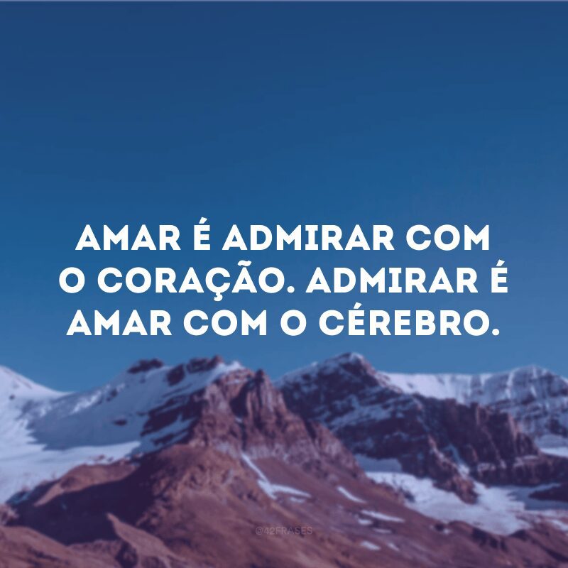 Amar é admirar com o coração. Admirar é amar com o cérebro. 