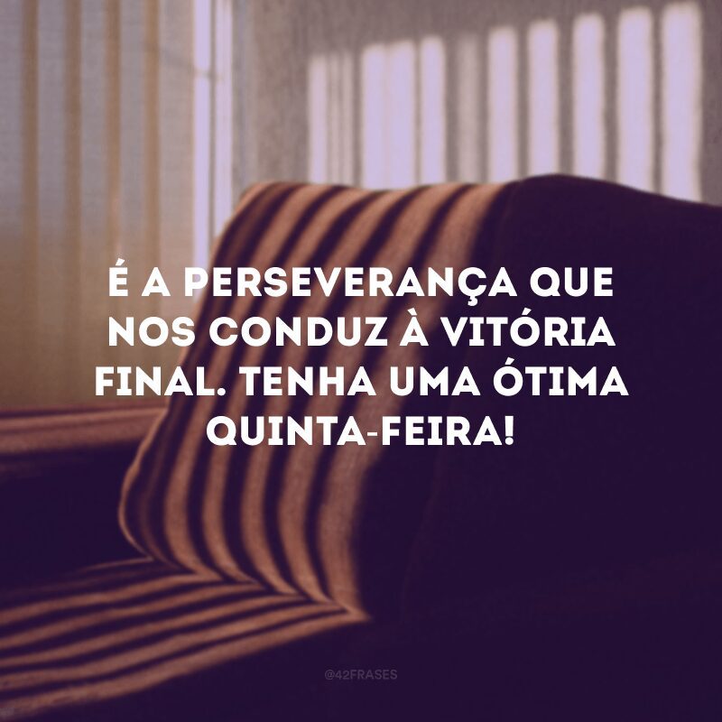 É a perseverança que nos conduz à vitória final. Tenha uma ótima quinta-feira!