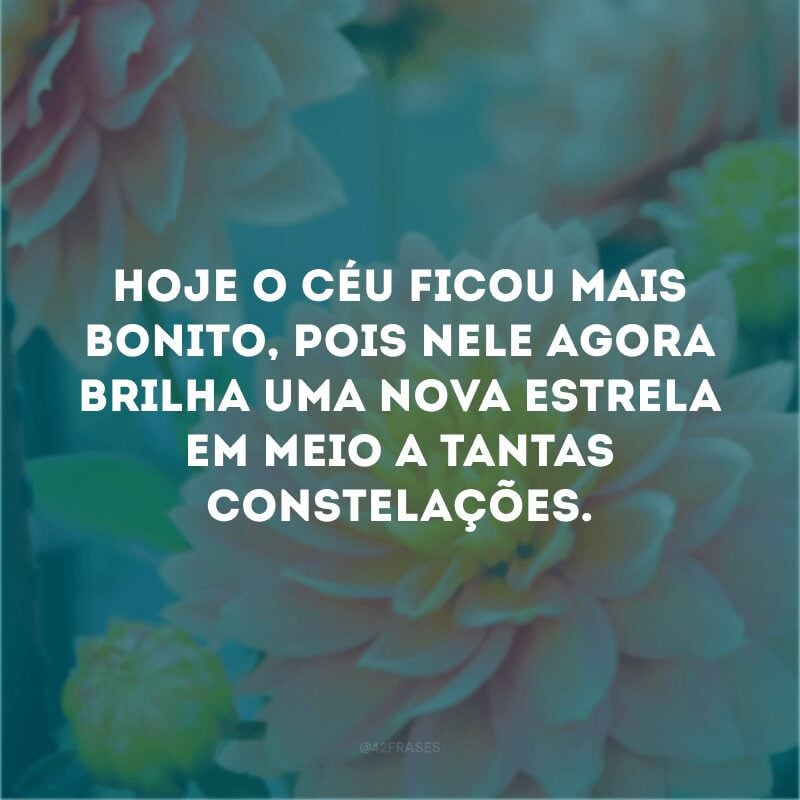 Hoje o céu ficou mais bonito, pois nele agora brilha uma nova estrela em meio a tantas constelações.