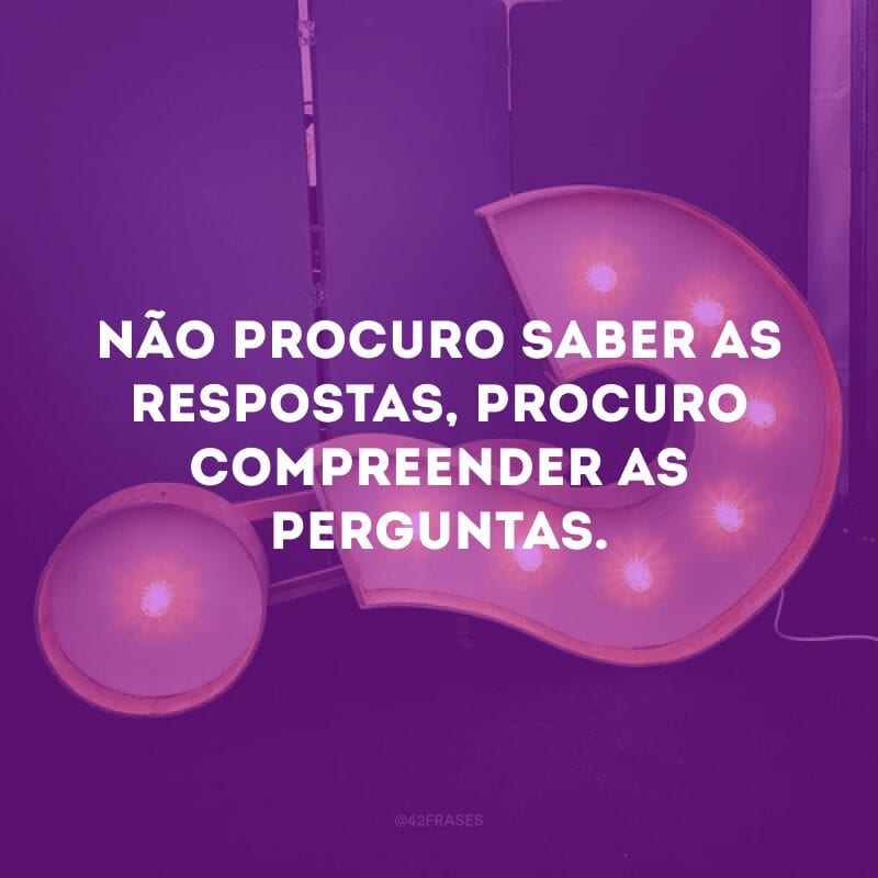 Não procuro saber as respostas, procuro compreender as perguntas.