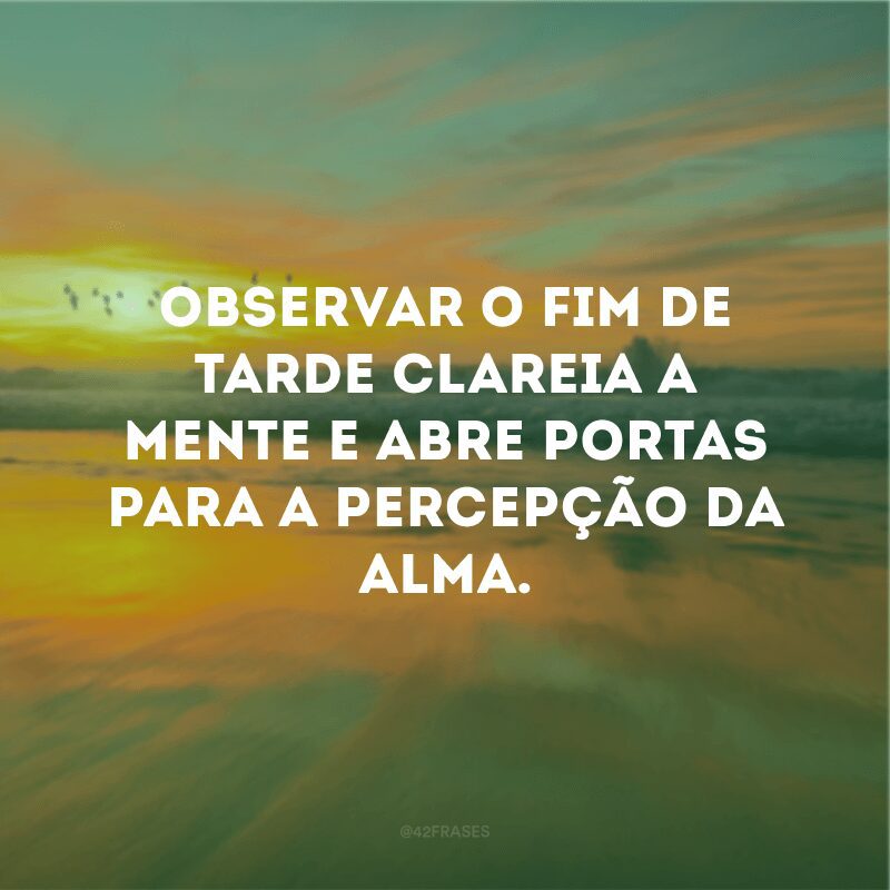 Observar o fim de tarde clareia a mente e abre portas para a percepção da alma.

