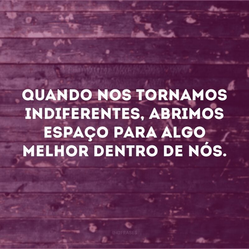 Quando nos tornamos indiferentes, abrimos espaço para algo melhor dentro de nós.