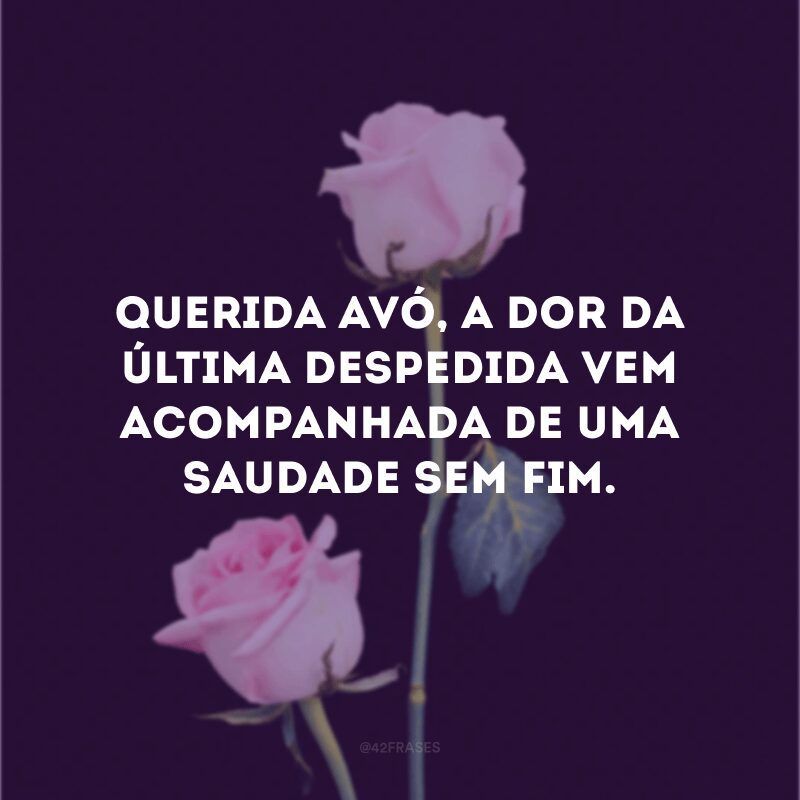 Querida avó, a dor da última despedida vem acompanhada de uma saudade sem fim.