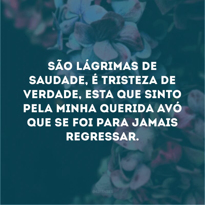 São lágrimas de saudade, é tristeza de verdade, esta que sinto pela minha querida avó que se foi para jamais regressar.