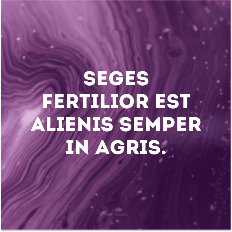 Seges fertilior est alienis semper in agris.
(A grama do vizinho é sempre mais verde.)