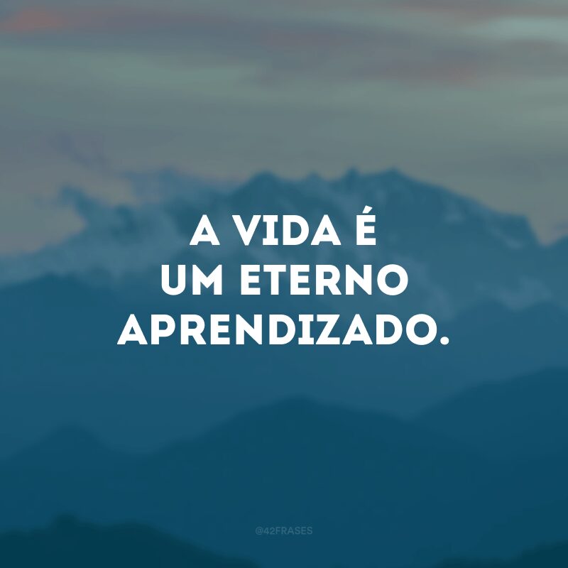 A vida é um eterno aprendizado. 