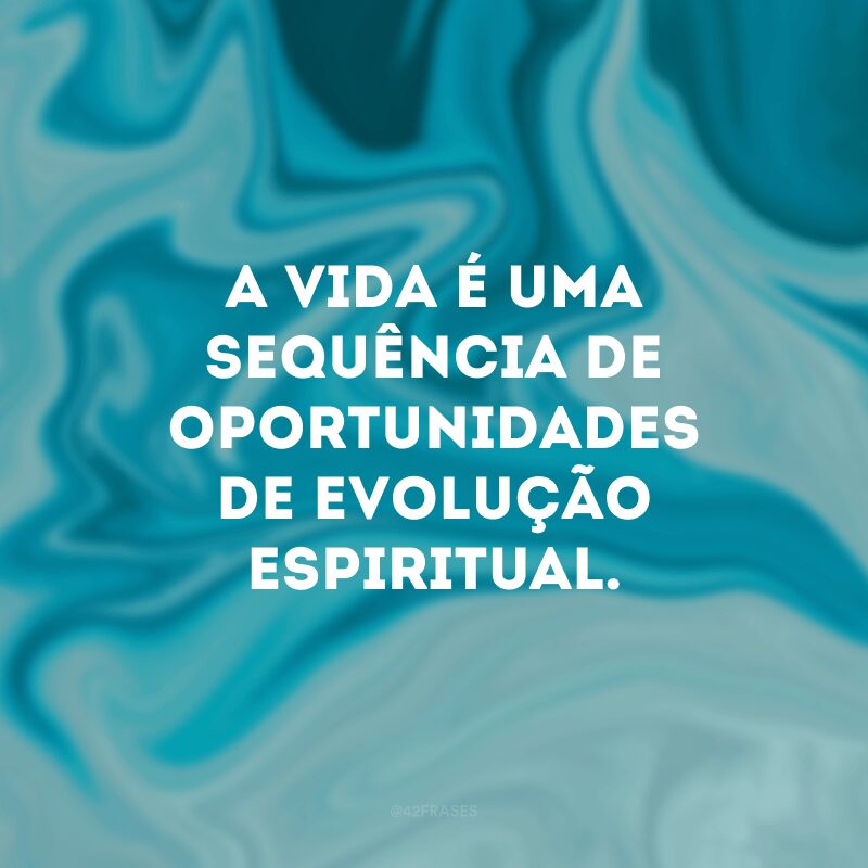 A vida é uma sequência de oportunidades de evolução espiritual. 