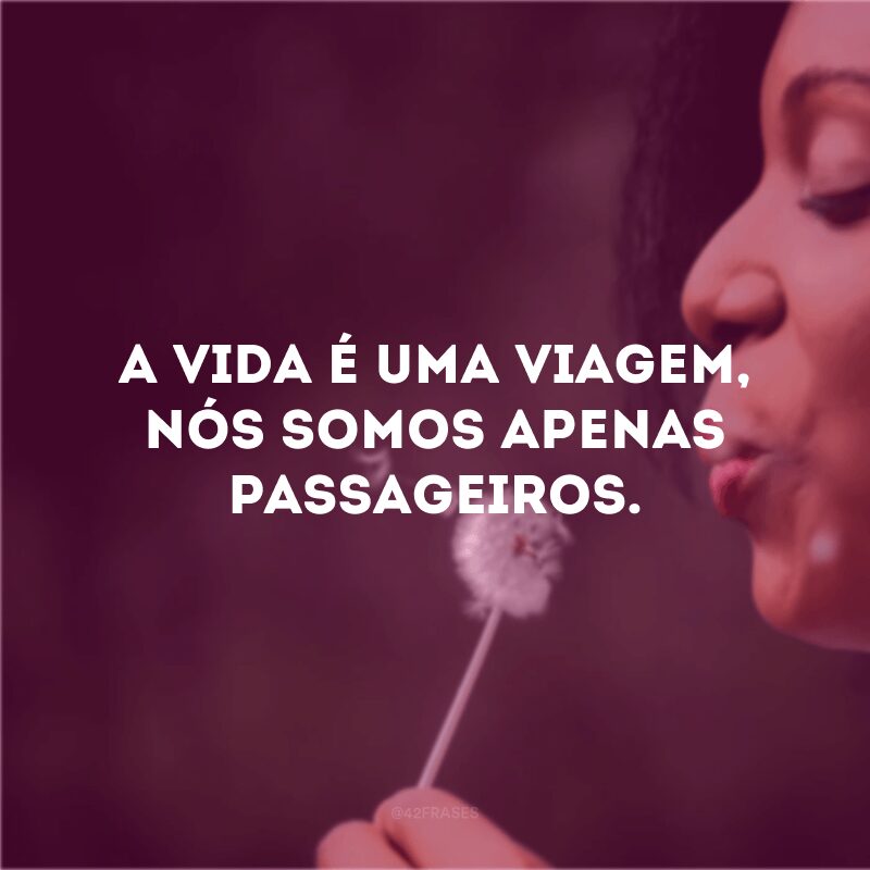 A vida é uma viagem, nós somos apenas passageiros.