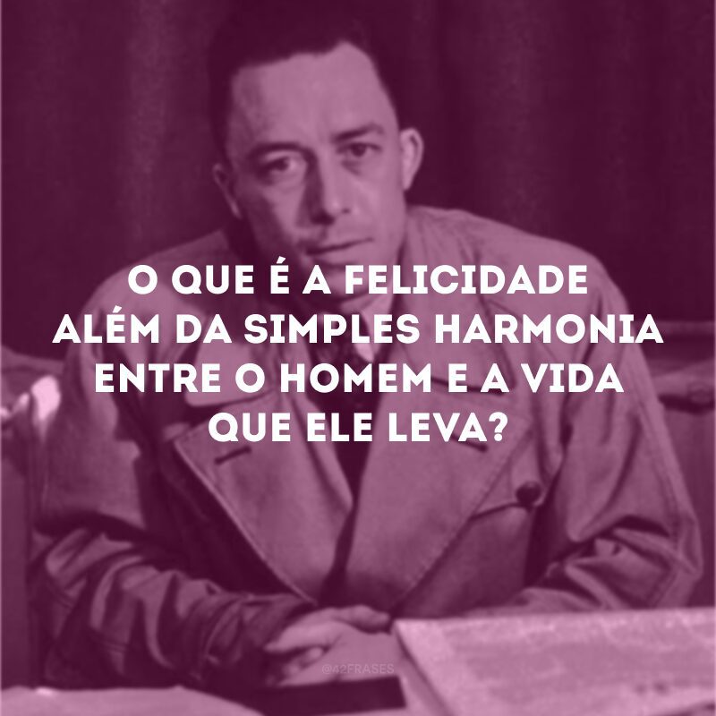 O que é a felicidade além da simples harmonia entre o homem e a vida que ele leva?