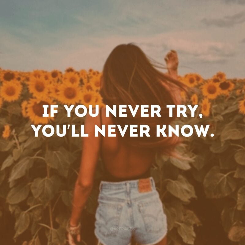 If you never try, you’ll never know.
(Se você nunca tentar, você nunca saberá.)