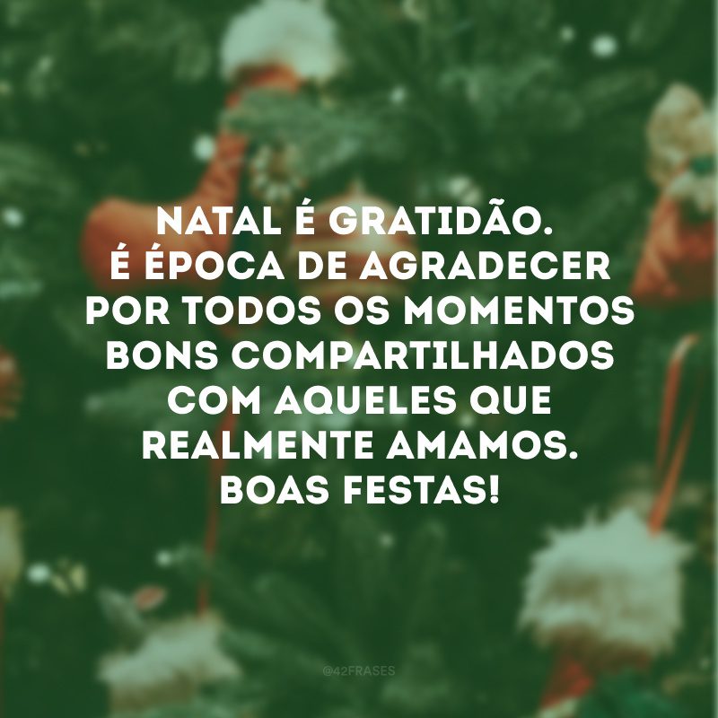 Natal é gratidão. É época de agradecer por todos os momentos bons compartilhados com aqueles que realmente amamos. Boas Festas!