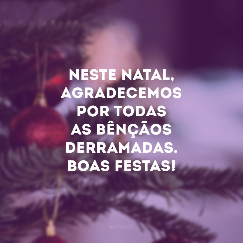 Neste natal, agradecemos por todas as bênçãos derramadas. Boas Festas!