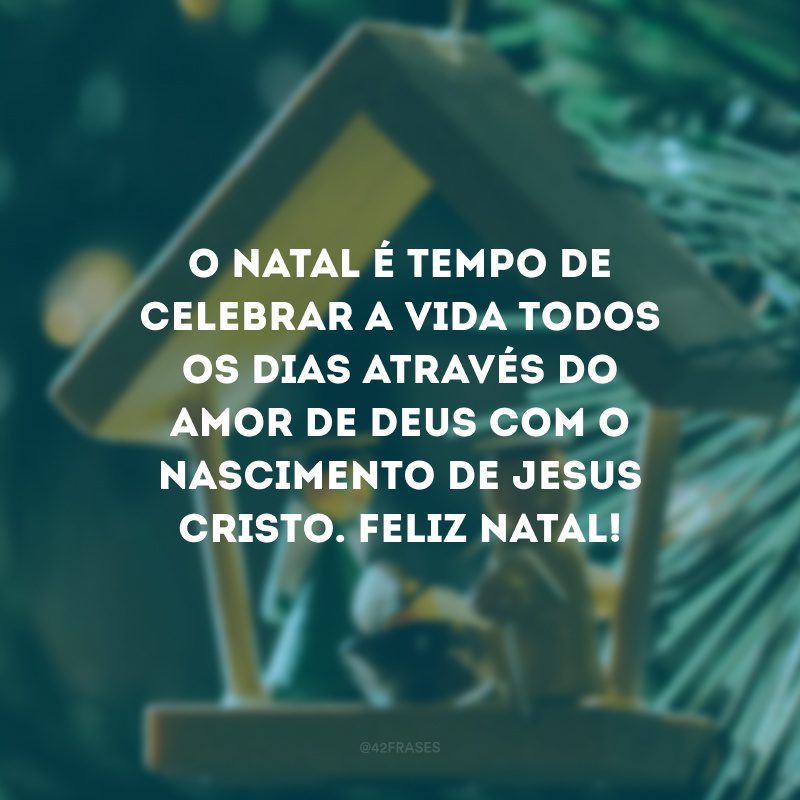 O Natal é tempo de celebrar a vida todos os dias através do amor de Deus com o nascimento de Jesus Cristo. Feliz Natal!