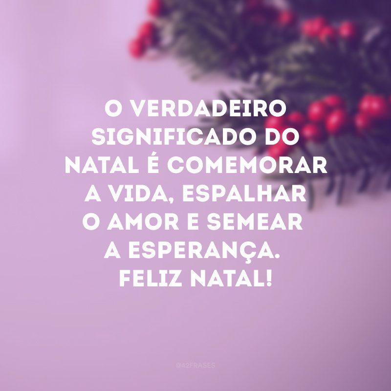 O verdadeiro significado do Natal é comemorar a vida, espalhar o amor e semear a esperança. Feliz Natal!