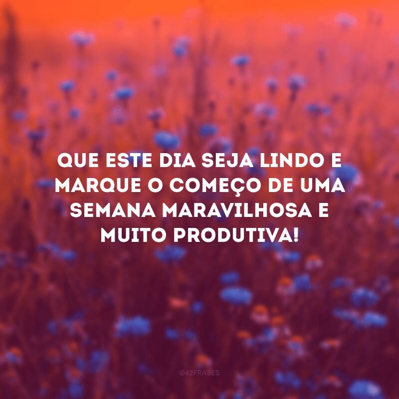 Que este dia seja lindo e marque o começo de uma semana maravilhosa e muito produtiva!