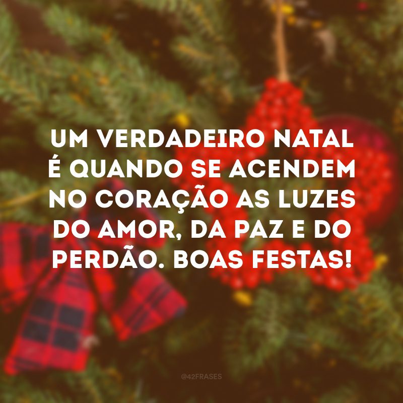 Um verdadeiro Natal é quando se acendem no coração as luzes do amor, da paz e do perdão. Boas Festas!