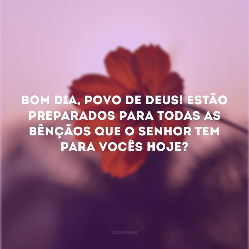 Bom dia, povo de Deus! Estão preparados para todas as bênçãos que o Senhor tem para vocês hoje? 