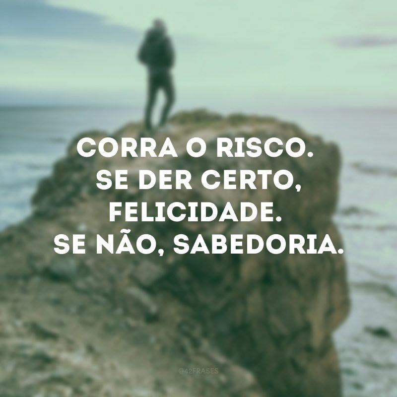 Corra o risco. Se der certo, felicidade. Se não, sabedoria.