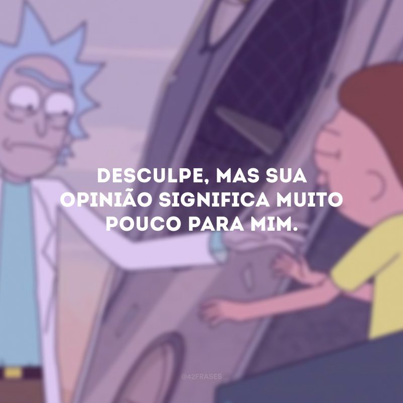 Desculpe, mas sua opinião significa muito pouco para mim.