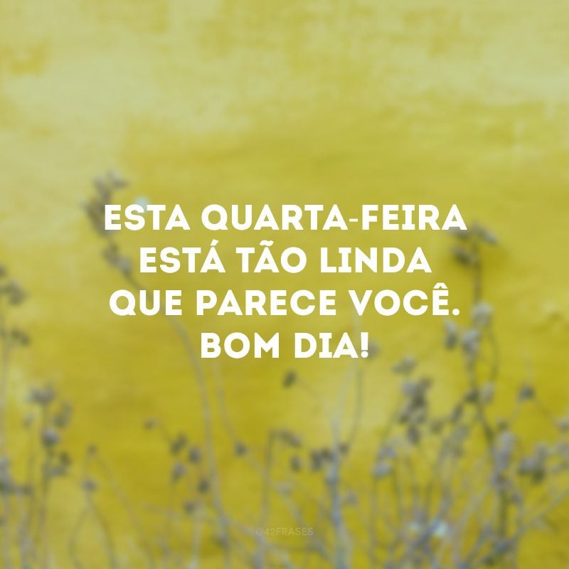 Esta quarta-feira está tão linda que parece você. Bom dia!