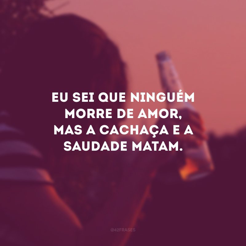 Eu sei que ninguém morre de amor, mas a cachaça e a saudade matam.