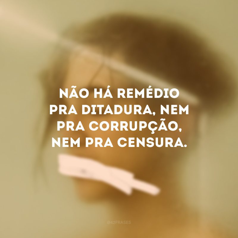 Não há remédio pra ditadura, nem pra corrupção, nem pra censura.