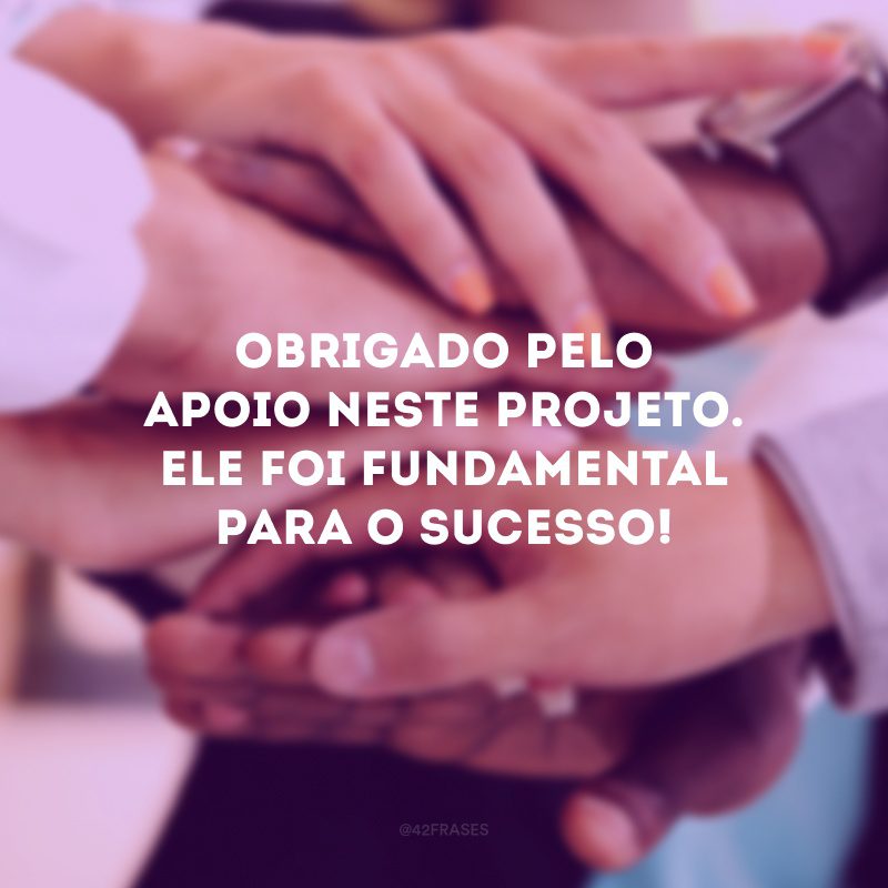 Obrigado pelo apoio neste projeto. Ele foi fundamental para o sucesso!