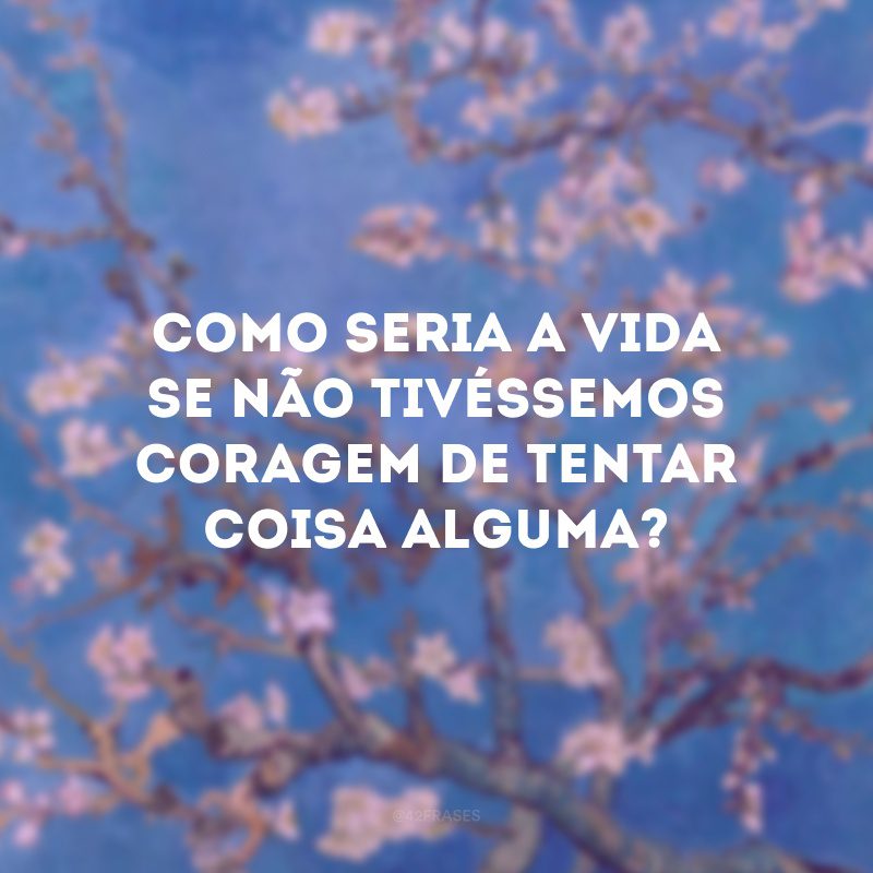 Como seria a vida se não tivéssemos coragem de tentar coisa alguma?