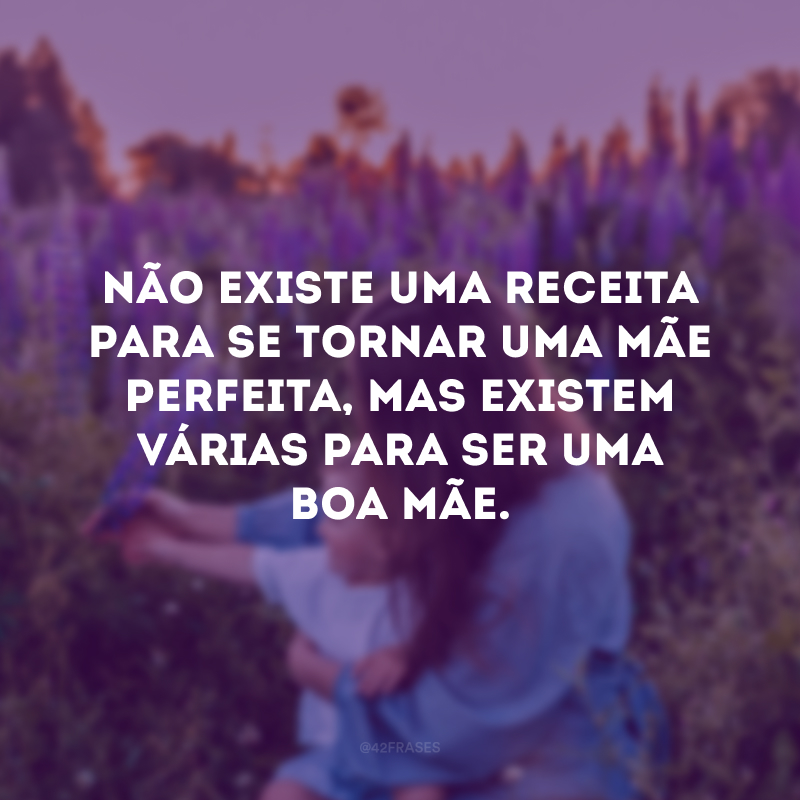 Não existe uma receita para se tornar uma mãe perfeita, mas existem várias para ser uma boa mãe.