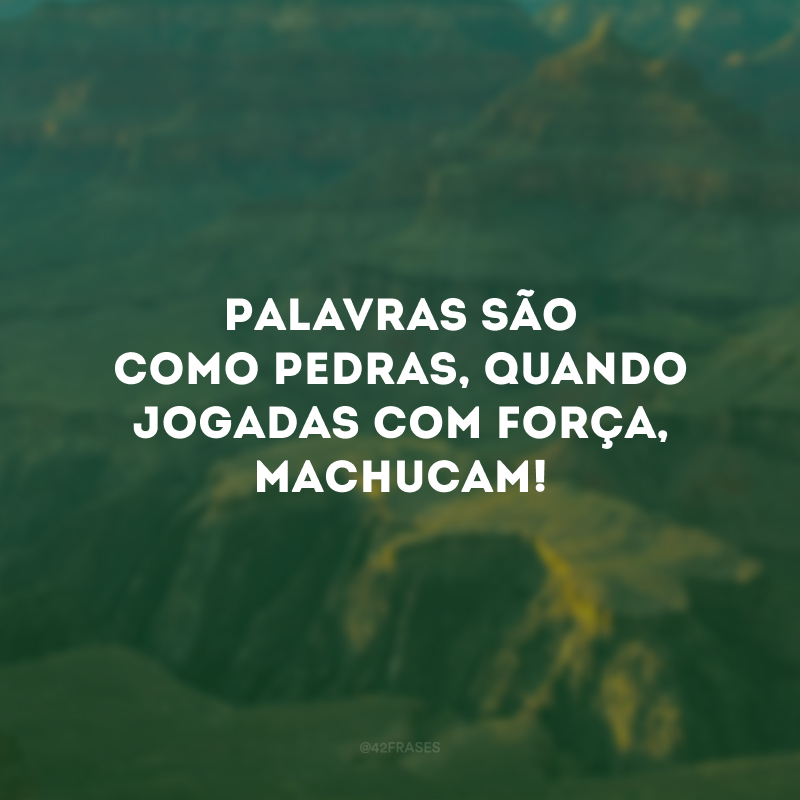 Palavras são como pedras, quando jogadas com força, machucam!