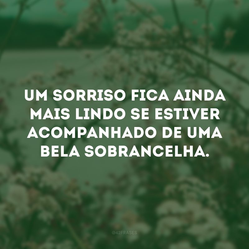 Um sorriso fica ainda mais lindo se estiver acompanhado de uma bela sobrancelha.