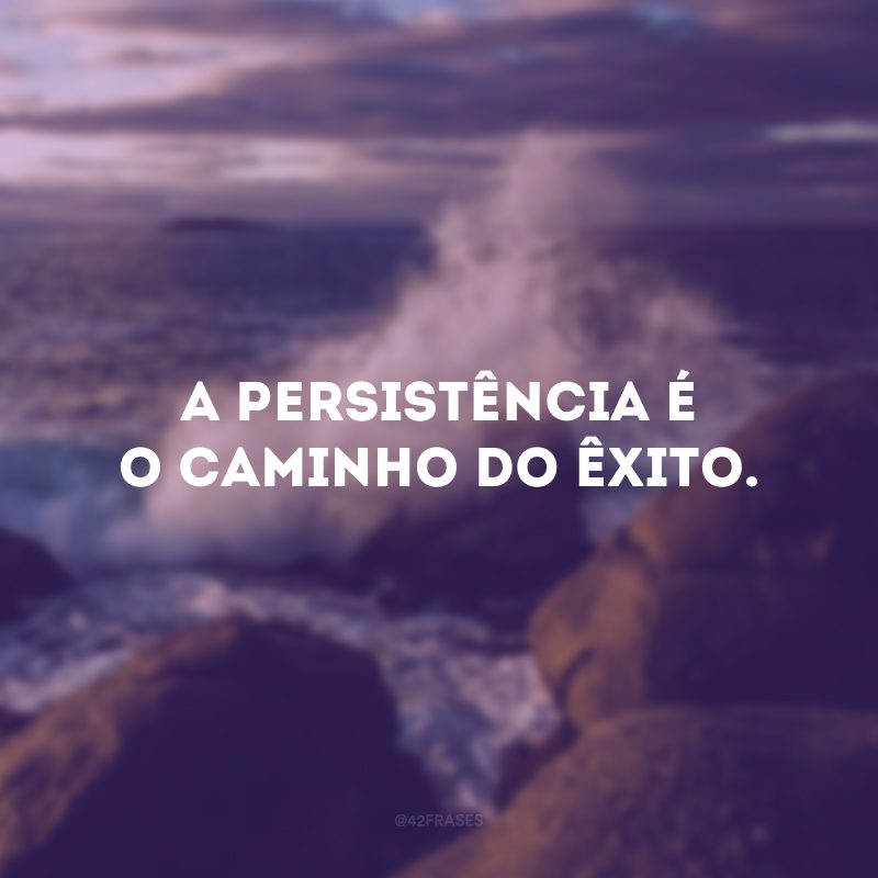 A persistência é o caminho do êxito.