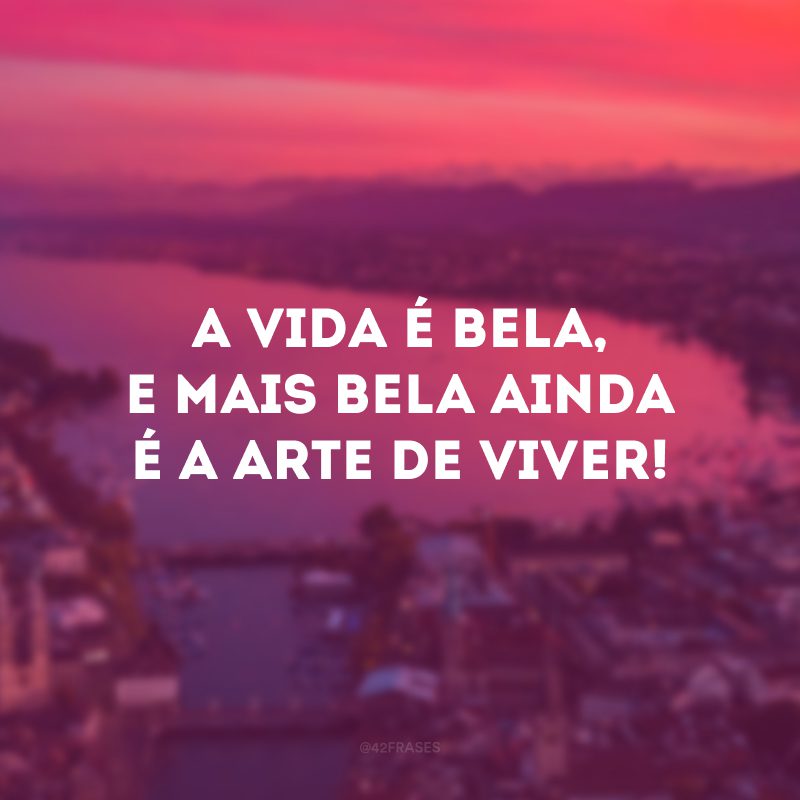 A vida é bela, e mais bela ainda é a arte de viver!