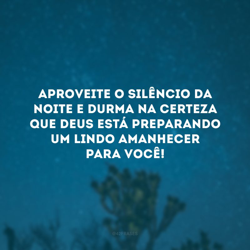 Aproveite o silêncio da noite e durma na certeza que Deus está preparando um lindo amanhecer para você! 