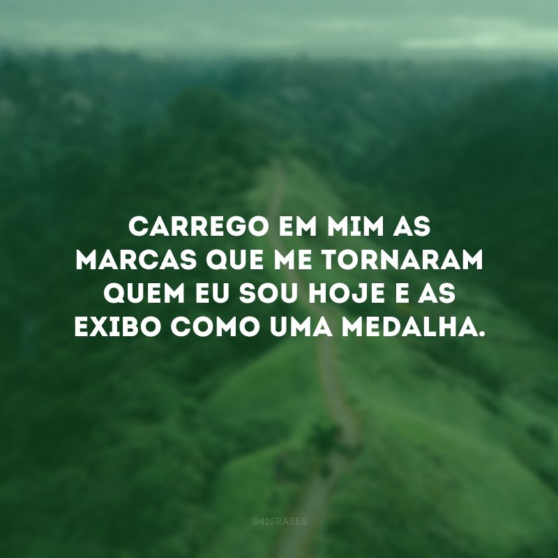 Carrego em mim as marcas que me tornaram quem eu sou hoje e as exibo como uma medalha. 