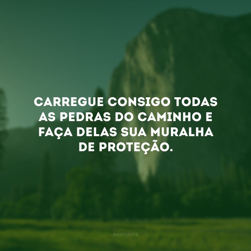 Carregue consigo todas as pedras do caminho e faça delas sua muralha de proteção.