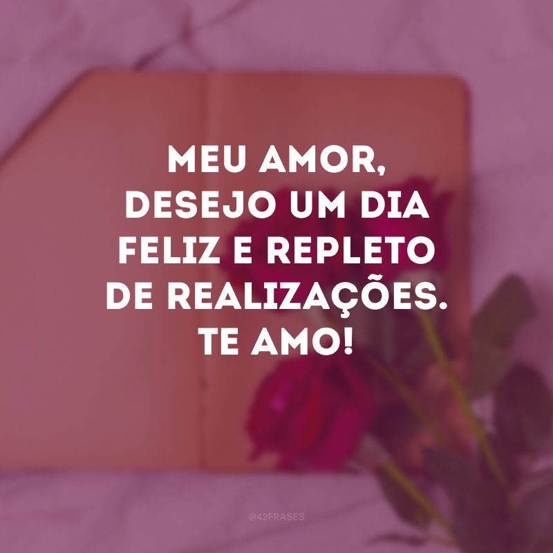 Meu amor, desejo um dia feliz e repleto de realizações. Te amo!