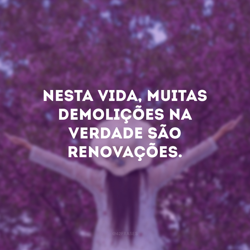 Nesta vida, muitas demolições na verdade são renovações. 