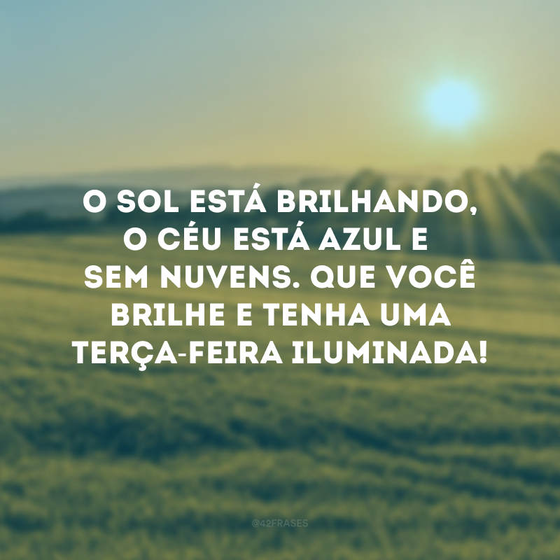 O sol está brilhando, o céu está azul e sem nuvens. Que você brilhe e tenha uma terça-feira iluminada! 