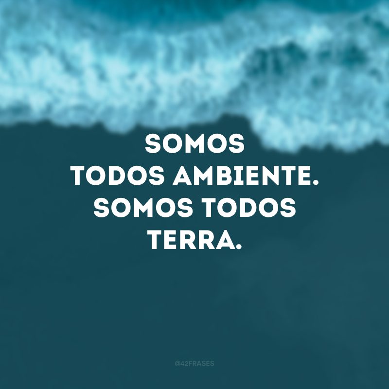 Somos todos ambiente. Somos todos terra. 