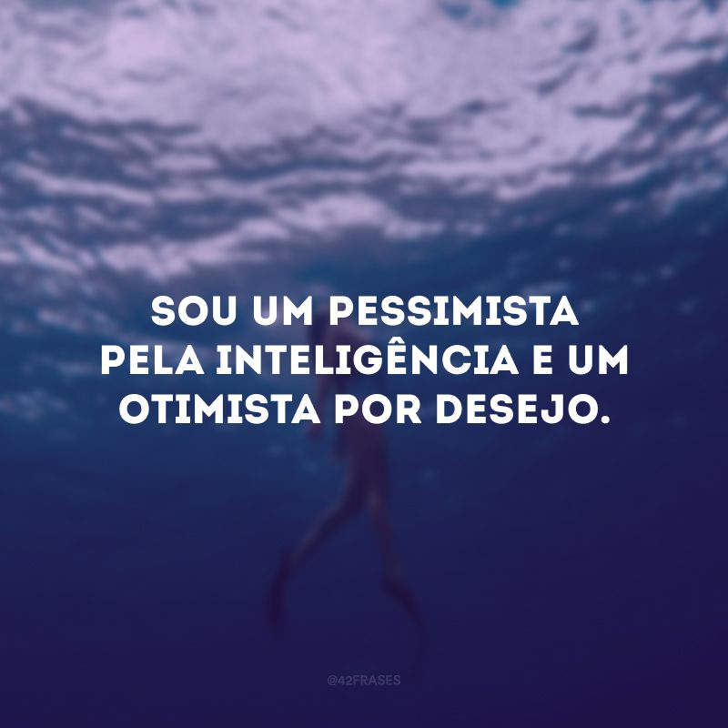 Sou um pessimista pela inteligência e um otimista por desejo.