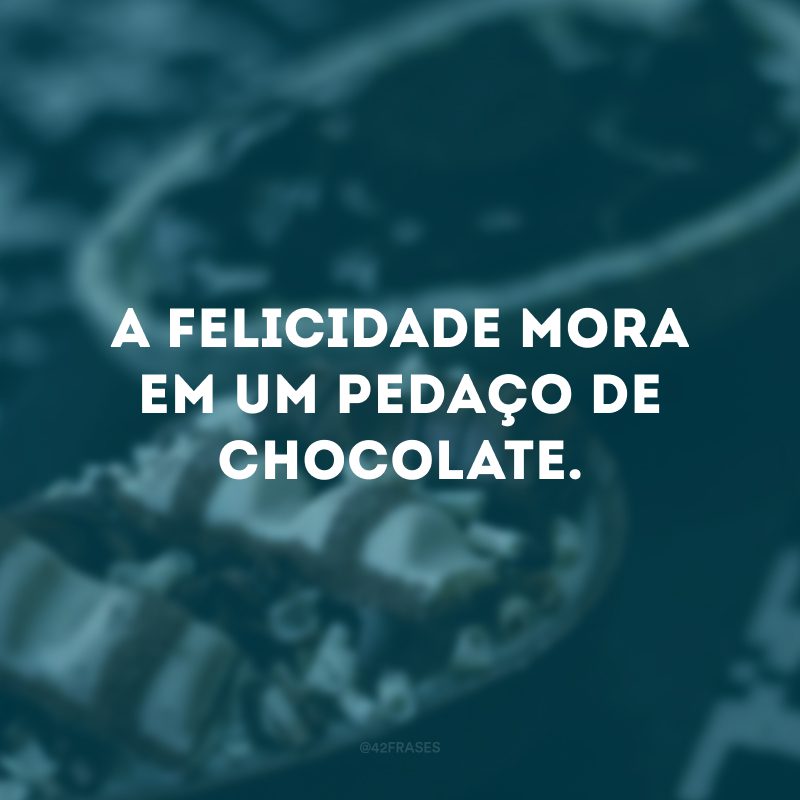 A felicidade mora em um pedaço de chocolate. 