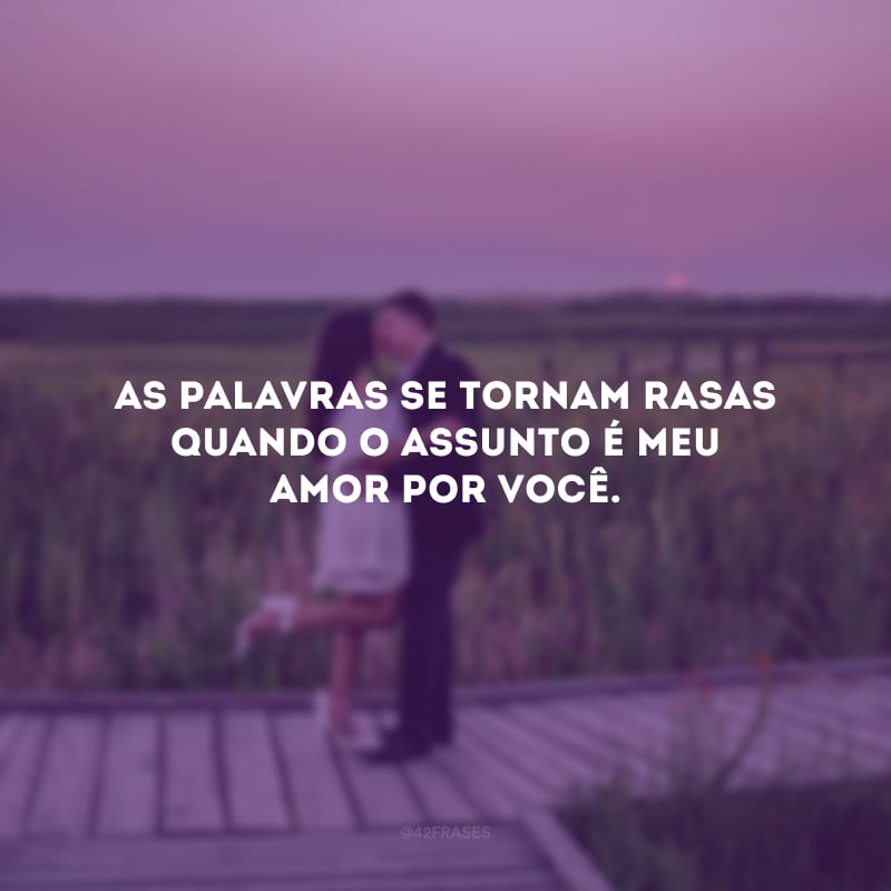 As palavras se tornam rasas quando o assunto é meu amor por você. 