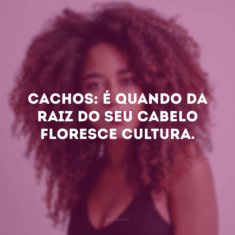 Cachos: é quando da raiz do seu cabelo floresce cultura. 