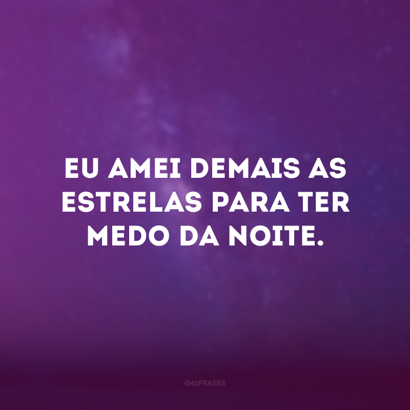 Eu amei demais as estrelas para ter medo da noite.