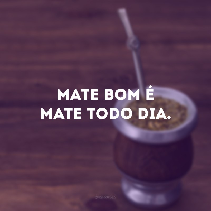 Mate bom é mate todo dia.