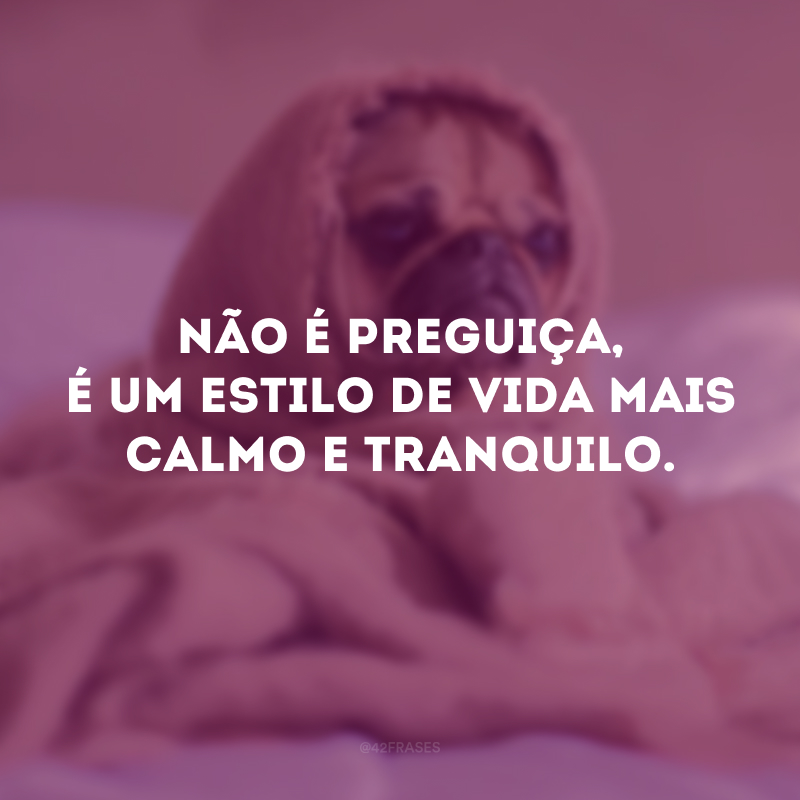 Não é preguiça, é um estilo de vida mais calmo e tranquilo. 