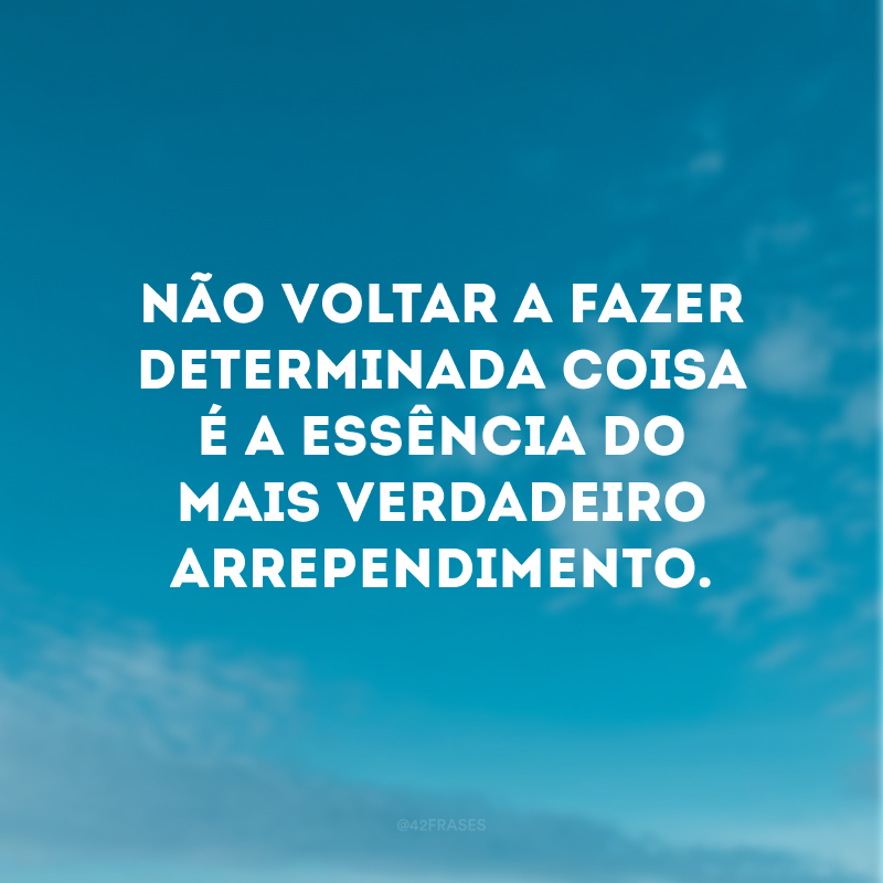 Não voltar a fazer determinada coisa é a essência do mais verdadeiro arrependimento.