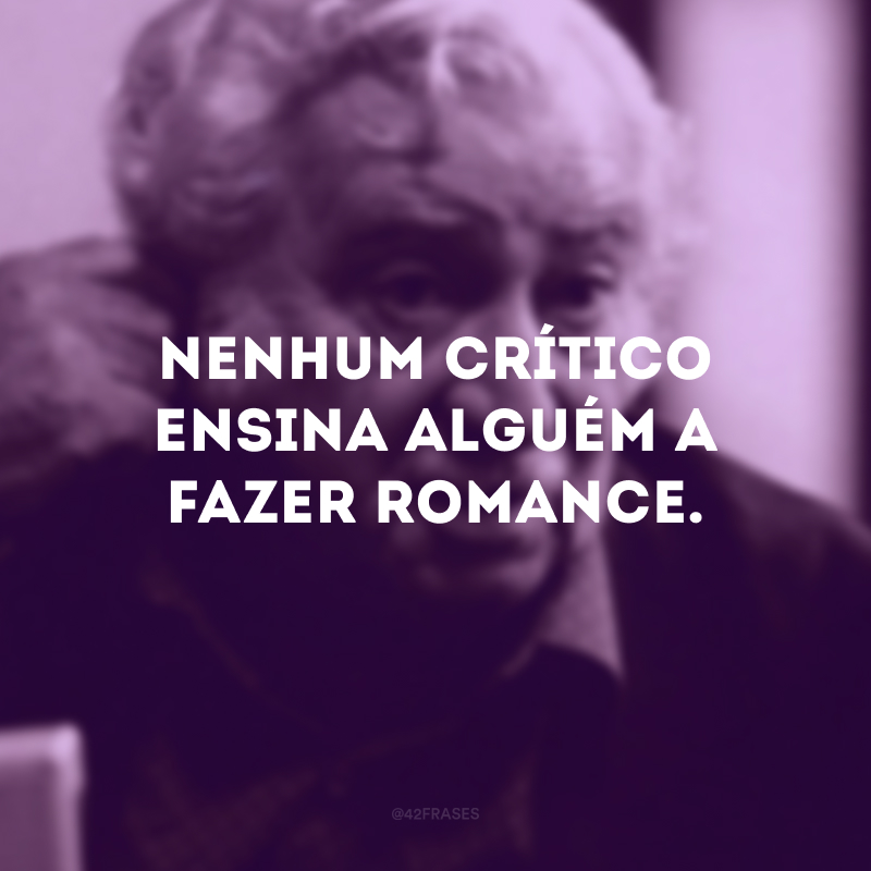 Nenhum crítico ensina alguém a fazer romance.