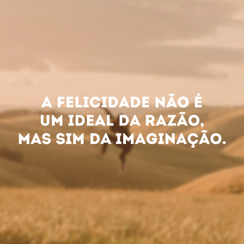 A felicidade não é um ideal da razão, mas sim da imaginação.